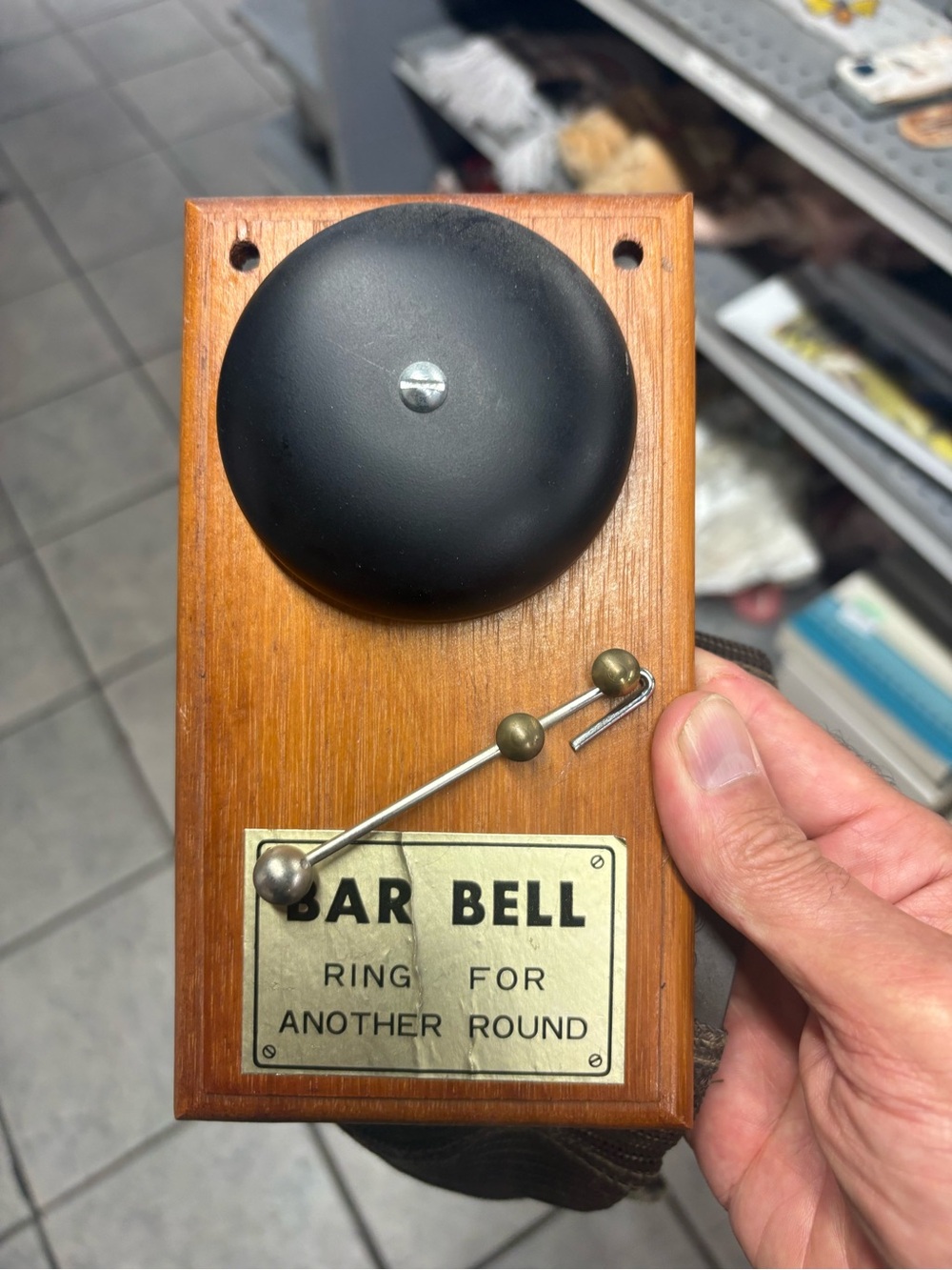 Wooden Bar Bell - Black Bell with Brass Accents